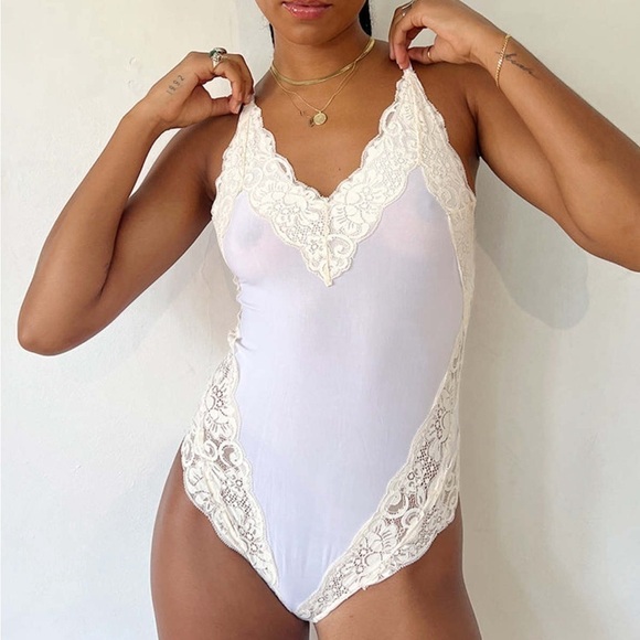 FREE PEOPLE x HAH Back Off Bodysuit In Blanc - Picture 1 of 5
